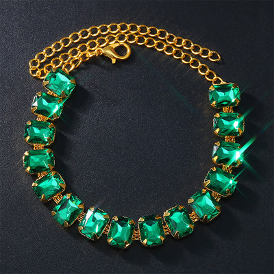 Stonefans 1buc strălucitor mare pătrat verde cristal gleznă brățări pentru femei de lux vară plajă picior lanț glezna decor bijuterii de petrecere