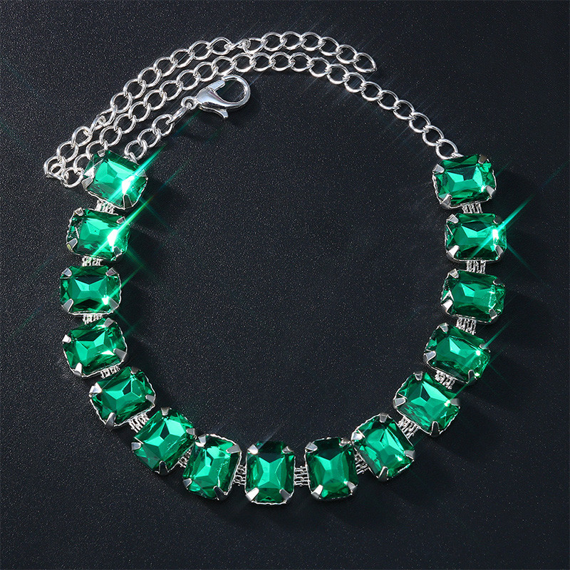 Stonefans 1buc strălucitor mare pătrat verde cristal gleznă brățări pentru femei de lux vară plajă picior lanț glezna decor bijuterii de petrecere