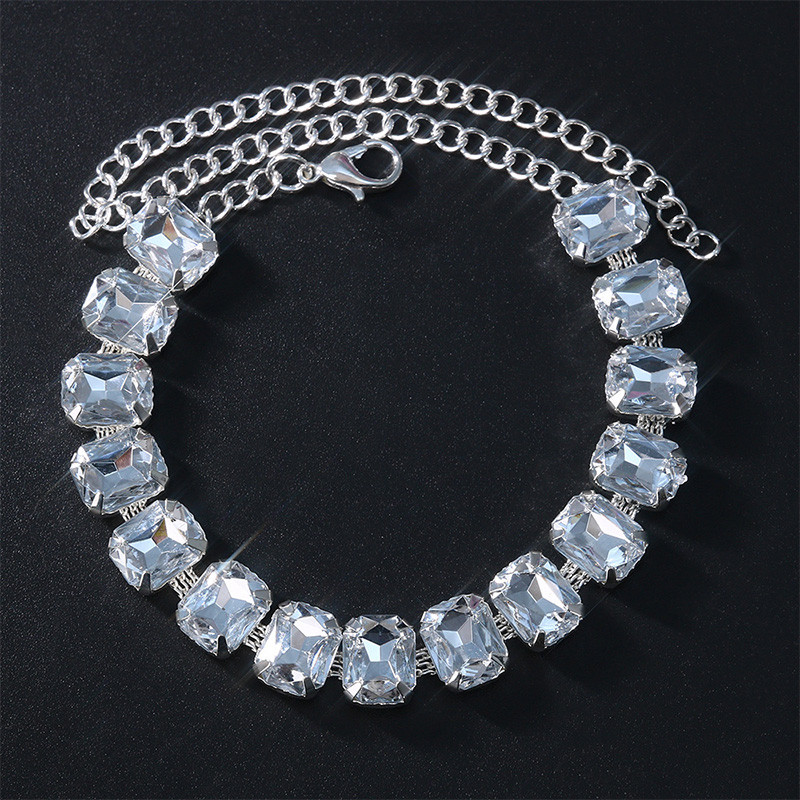 Stonefans 1buc strălucitor mare pătrat verde cristal gleznă brățări pentru femei de lux vară plajă picior lanț glezna decor bijuterii de petrecere