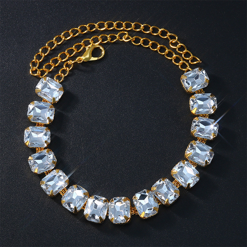 Stonefans 1buc strălucitor mare pătrat verde cristal gleznă brățări pentru femei de lux vară plajă picior lanț glezna decor bijuterii de petrecere