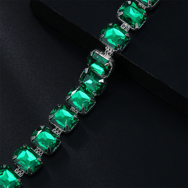 Stonefans 1buc strălucitor mare pătrat verde cristal gleznă brățări pentru femei de lux vară plajă picior lanț glezna decor bijuterii de petrecere
