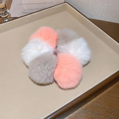 Scrunchies colorate din blană artificială, toamnă și iarnă, minge mare de pluș, funii de păr, benzi elastice dulci pentru păr, accesorii pentru păr