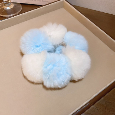 Scrunchies colorate din blană artificială, toamnă și iarnă, minge mare de pluș, funii de păr, benzi elastice dulci pentru păr, accesorii pentru păr
