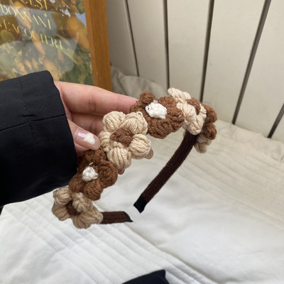 Agrafă de păr cu flori tricotată pe două fețe 2022 Iarna Nouă Modă Avansată Agrafă de păr de crab Gheara de păr Accesorii de păr pentru femei