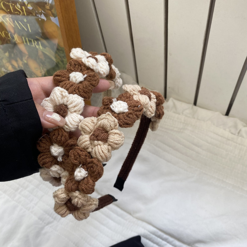 Agrafă de păr cu flori tricotată pe două fețe 2022 Iarna Nouă Modă Avansată Agrafă de păr de crab Gheara de păr Accesorii de păr pentru femei