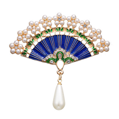 Morkopela Fan email Pin Brose vintage pentru femei farmec perle imitație eșarfă costum broșă broșă ace bijuterii cel mai bun cadou