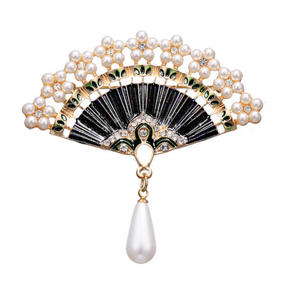 Morkopela Fan email Pin Brose vintage pentru femei farmec perle imitație eșarfă costum broșă broșă ace bijuterii cel mai bun cadou