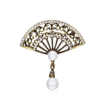 Morkopela Fan email Pin Brose vintage pentru femei farmec perle imitație eșarfă costum broșă broșă ace bijuterii cel mai bun cadou