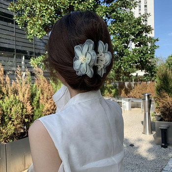 2022 Νέα γυναικεία αξεσουάρ μαλλιών Muti-layer Flower Grab Hair Clip Camellia Mesh Hair Claw Girl Κομψό κοσμήματα μαλλιών Κλιπ μαλλιών