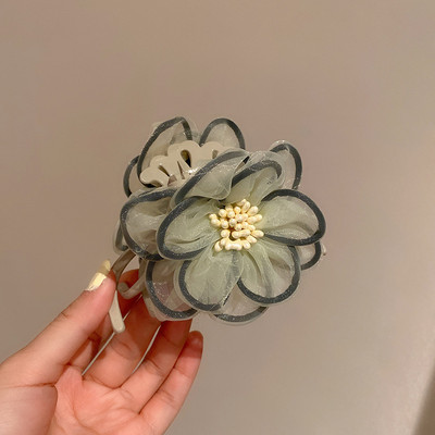 2022 Accesorii noi pentru păr pentru femei, cu mai multe straturi, agrafă de păr, cu plasă de camelie, gheare de păr, bijuterii de păr, elegante