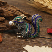 Moropela Veverita Ace Email Perle Simulate Brosa Animal Femei Barbat Banchet Brose si Ace Bijuterii Accesorii Clip pentru esarfa