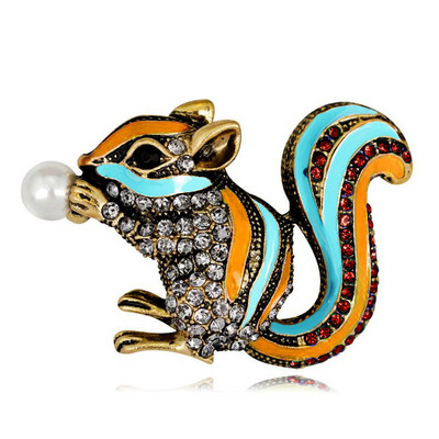 Moropela Veverita Ace Email Perle Simulate Brosa Animal Femei Barbat Banchet Brose si Ace Bijuterii Accesorii Clip pentru esarfa