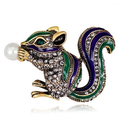 Moropela Veverita Ace Email Perle Simulate Brosa Animal Femei Barbat Banchet Brose si Ace Bijuterii Accesorii Clip pentru esarfa