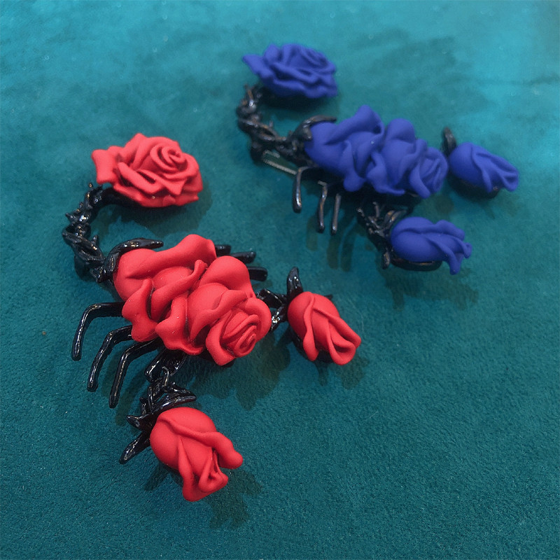 Morkopela Roșu și Albastru Trandafir Design Scorpion Broșă Doamnelor Mare Email Floare Insecte Esarfă Cataramă Bijuterii Cadou pentru Femei Petrecere