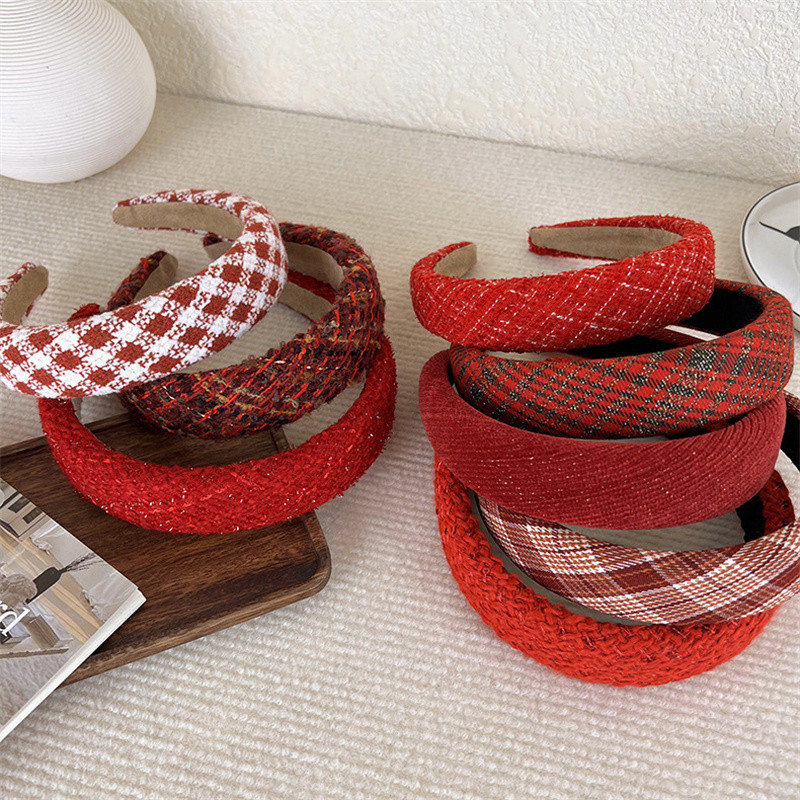 Banda de păr din burete de lână tricotată de epocă de modă coreeană Bentita de păr de Anul Nou de Crăciun pentru femei Accesorii de păr temperament