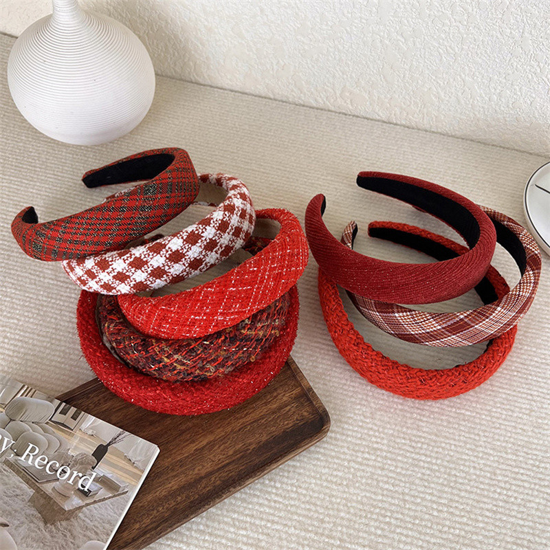 Banda de păr din burete de lână tricotată de epocă de modă coreeană Bentita de păr de Anul Nou de Crăciun pentru femei Accesorii de păr temperament