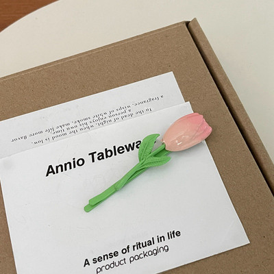 Retro Zână Lalea Mini clemă de apucare Clip de cică de rață pentru femei, floare roz pictată, gheare de păr, drăguță, agrafe, cadou de aniversare