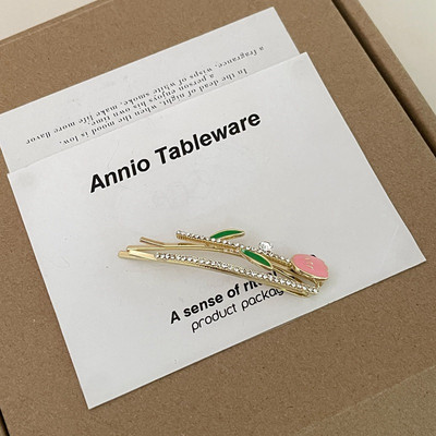 Retro Zână Lalea Mini clemă de apucare Clip de cică de rață pentru femei, floare roz pictată, gheare de păr, drăguță, agrafe, cadou de aniversare