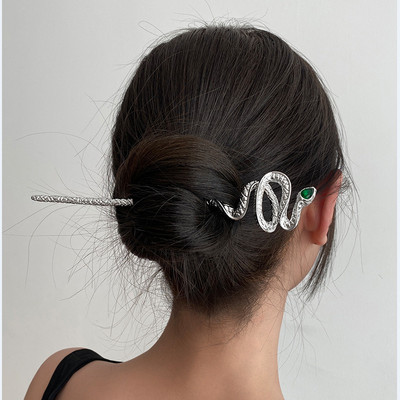 Noul stil chinezesc în formă de șarpe, piatră prețioasă, metal, ac de păr, în stil antic, bastoane de păr, decorare, accesorii de stil pentru femei