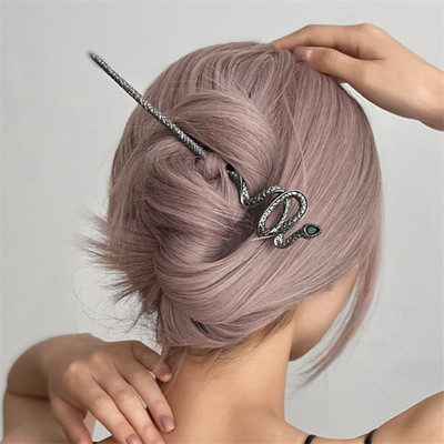 Noul stil chinezesc în formă de șarpe, piatră prețioasă, metal, ac de păr, în stil antic, bastoane de păr, decorare, accesorii de stil pentru femei