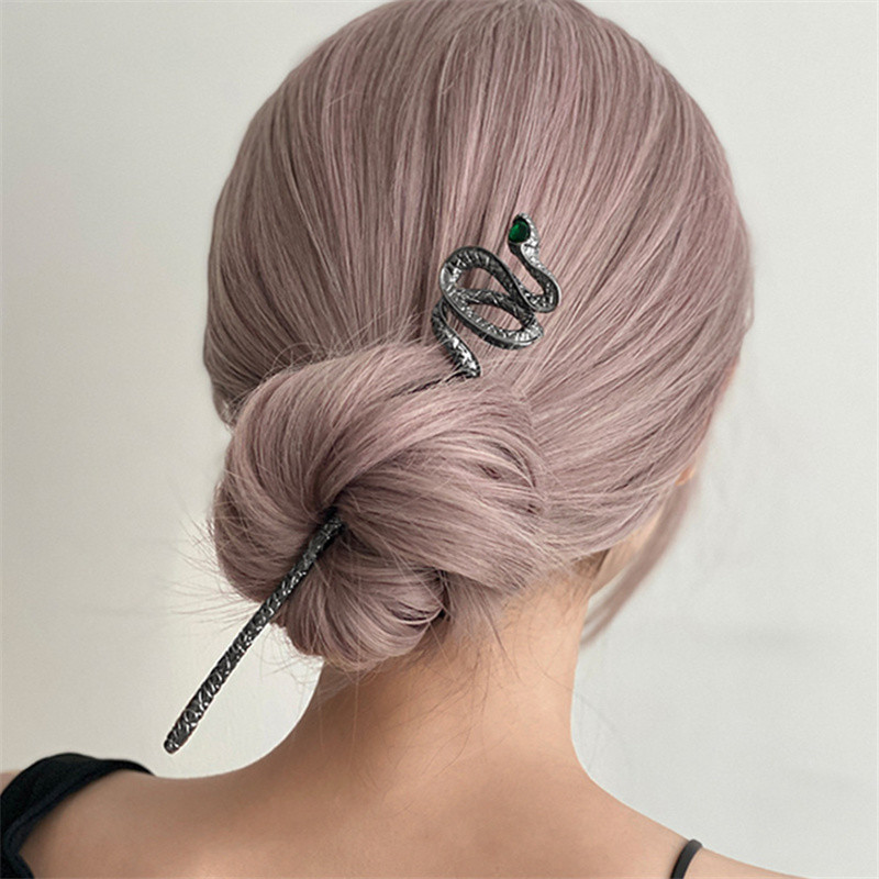 Noul stil chinezesc în formă de șarpe, piatră prețioasă, metal, ac de păr, în stil antic, bastoane de păr, decorare, accesorii de stil pentru femei