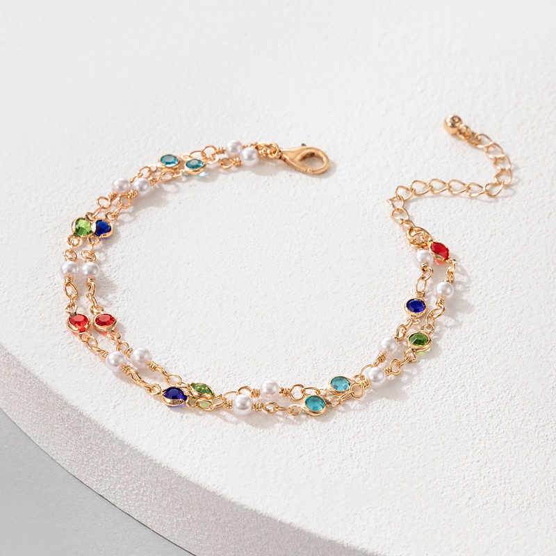 Tocona, piatră de cristal colorată, lanț pentru picioare, perle elegante, glezne reglabile, realizate manual pentru femei, set de bijuterii boeme 21534