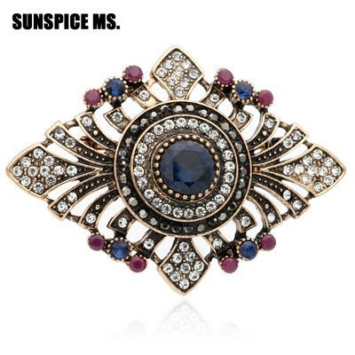 Sunspicems broșă turcească de epocă pentru femei, broșă indiană, boemia, culoare antică, bijuterii, flori, ace de eșarfă, cadou de petrecere