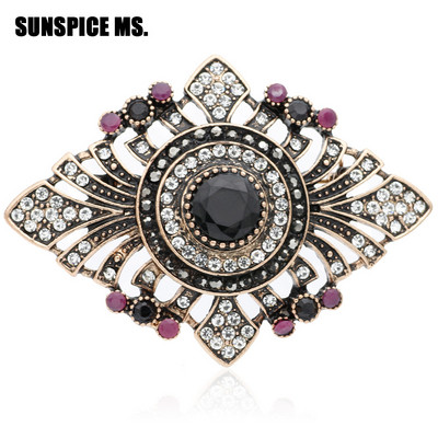 Sunspicems broșă turcească de epocă pentru femei, broșă indiană, boemia, culoare antică, bijuterii, flori, ace de eșarfă, cadou de petrecere