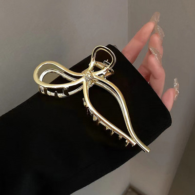 Versiune coreeană Metal Geometric Ac de păr Bowknot Hollow Grab Clip de păr Duckbill Clip Femei Accesorii de păr