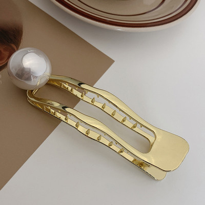 Versiune coreeană Metal Geometric Ac de păr Bowknot Hollow Grab Clip de păr Duckbill Clip Femei Accesorii de păr