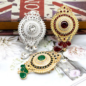 Sunspicems Chic Maroc Broșă Ace pentru femei Algeria Broșă rotundă de cristal Bijuterii de nuntă de culoare aurie Bijuterii de mireasă arabe Cadou