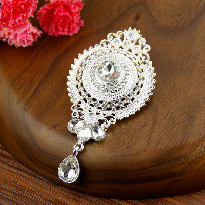 Sunspicems Chic Maroc Broșă Ace pentru femei Algeria Broșă rotundă de cristal Bijuterii de nuntă de culoare aurie Bijuterii de mireasă arabe Cadou