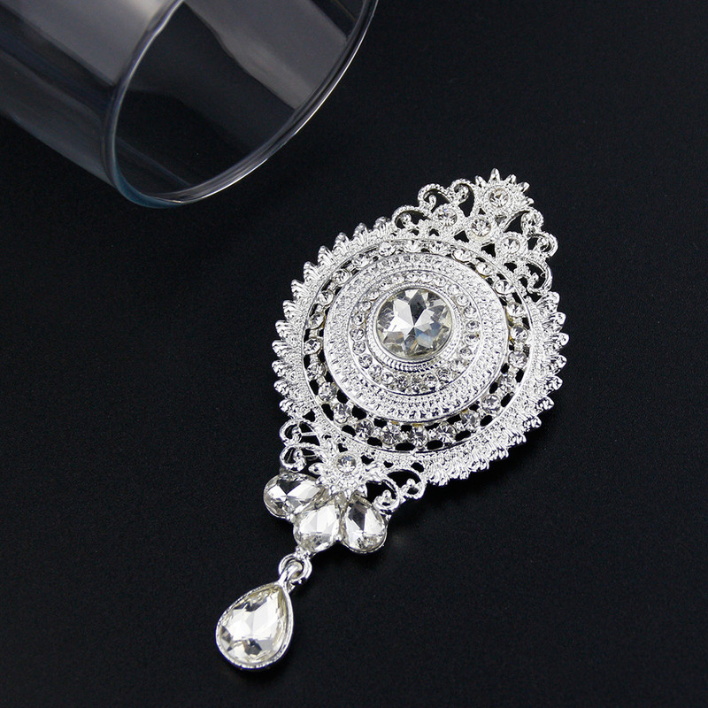 Sunspicems Chic Maroc Broșă Ace pentru femei Algeria Broșă rotundă de cristal Bijuterii de nuntă de culoare aurie Bijuterii de mireasă arabe Cadou