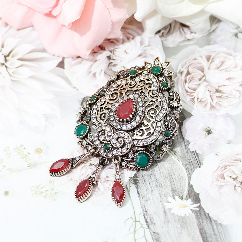 SUNSPICE Bohemia Crystal Sagės Smeigtukai Turkiškas Metalas Šalikas Drabužiai Gėlės Sagės Sagės Arabų Pilkos Akmens Papuošalai Kalėdų Dovana