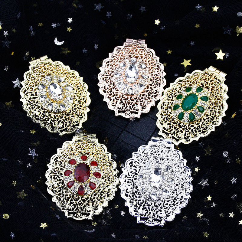 Sunspicems 2021 broșă de aur pentru femei, Maroc, ace de caftan, bijuterii de nuntă de cristal rotunde, broșă-pandavant, cadou de mireasă cu dublă utilizare