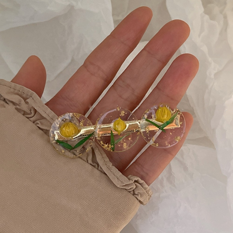 Francia Retro átlátszó akril virág bibe kacsacsőrű kapocs nőknek tulipános hajtű oldalsó csíptető frufru csíptető lány elegáns hajcsavarok