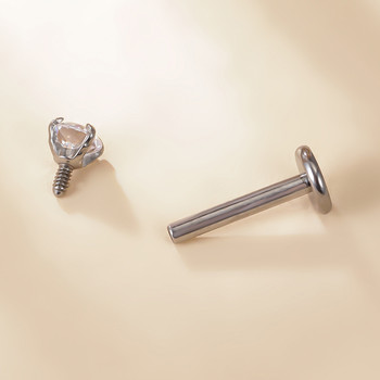 ASTM F136 Ttianium PIERC Labret Ear Lip Stud Jewelry Square CZ Stone хрущял Tragus Earring Език шипове Бижута за тяло с резба