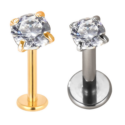 ASTM F136 Ttianium PIERC Labret Nakit s nitom za uho, usne, kvadrat CZ, kamen, hrskavica, tragus, naušnica, svornjake za jezik, navojni nakit za tijelo