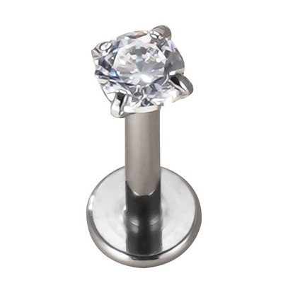 ASTM F136 Ttianium PIERC Labret Ear Lip Stud Jewelry Square CZ Stone Cartige Tragus Fülbevaló Nyelvcsavarok Menetes testékszerek