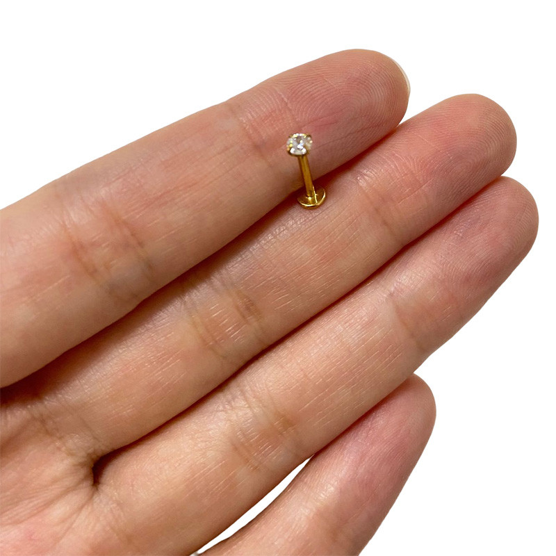 ASTM F136 Ttianium PIERC Labret Ear Lip Stud Jewelry Square CZ Stone Cartige Tragus Fülbevaló Nyelvcsavarok Menetes testékszerek