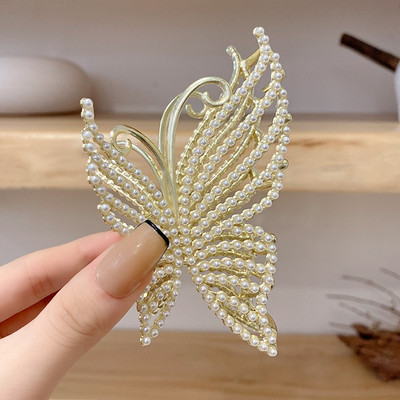 Agrafă de păr rafinată cu strasuri, fluture, crab, 2022, agrafă nouă pentru femei, elegantă, perlă, cu gheare, accesorii pentru cap, agrafă pentru coadă de cal