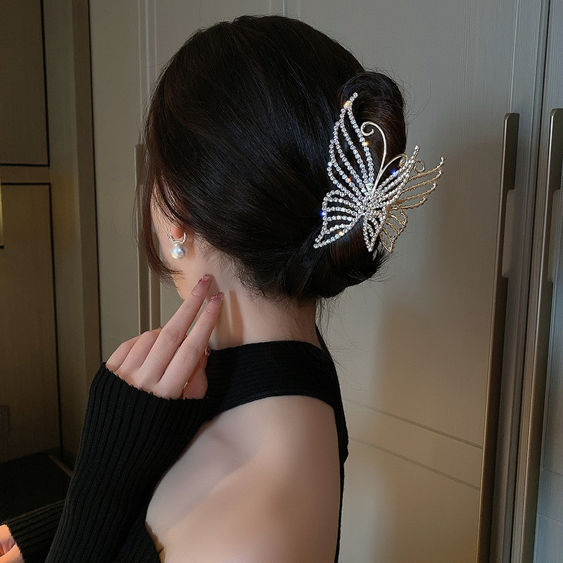 Agrafă de păr rafinată cu strasuri, fluture, crab, 2022, agrafă nouă pentru femei, elegantă, perlă, cu gheare, accesorii pentru cap, agrafă pentru coadă de cal