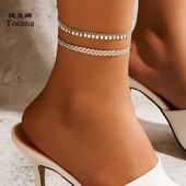 Tocona 2 buc/seturi frunze boeme de culoare argintie glezne brelocuri ciucuri lanț pentru picioare aliaj de metal pentru femei bijuterii de vară 18646