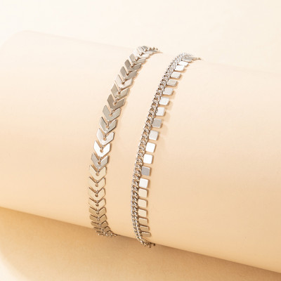 Tocona 2 buc/seturi frunze boeme de culoare argintie glezne brelocuri ciucuri lanț pentru picioare aliaj de metal pentru femei bijuterii de vară 18646