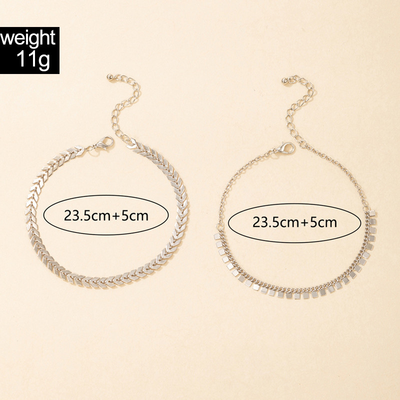 Tocona 2 buc/seturi frunze boeme de culoare argintie glezne brelocuri ciucuri lanț pentru picioare aliaj de metal pentru femei bijuterii de vară 18646