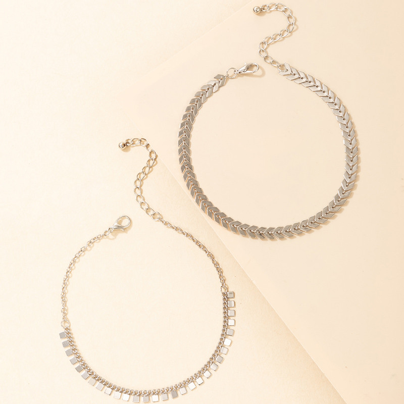 Tocona 2 buc/seturi frunze boeme de culoare argintie glezne brelocuri ciucuri lanț pentru picioare aliaj de metal pentru femei bijuterii de vară 18646