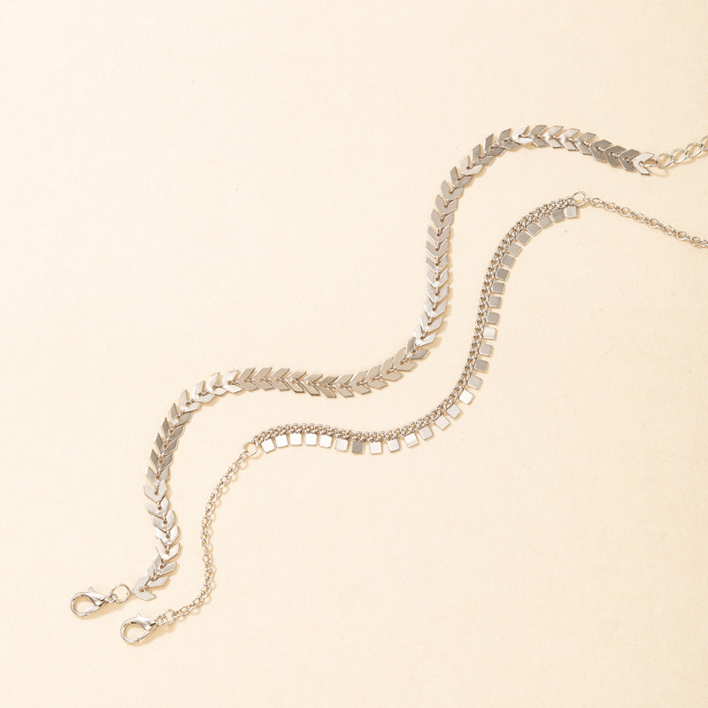 Tocona 2 buc/seturi frunze boeme de culoare argintie glezne brelocuri ciucuri lanț pentru picioare aliaj de metal pentru femei bijuterii de vară 18646