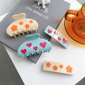 Acetat Imprimă Inimă Agrafă Păr Crab Dimensiune Medie Gheară Păr Fată Accesorii Păr Femei Brășete