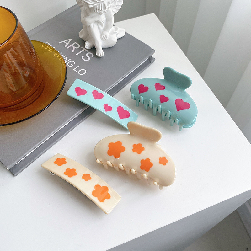 Acetat Imprimă Inimă Agrafă Păr Crab Dimensiune Medie Gheară Păr Fată Accesorii Păr Femei Brășete