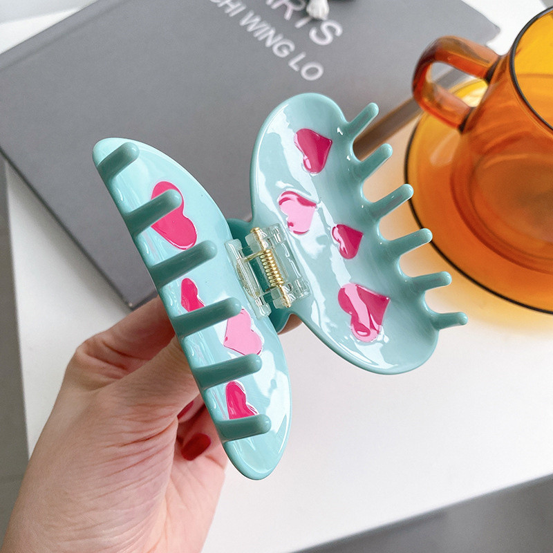 Acetat Imprimă Inimă Agrafă Păr Crab Dimensiune Medie Gheară Păr Fată Accesorii Păr Femei Brășete